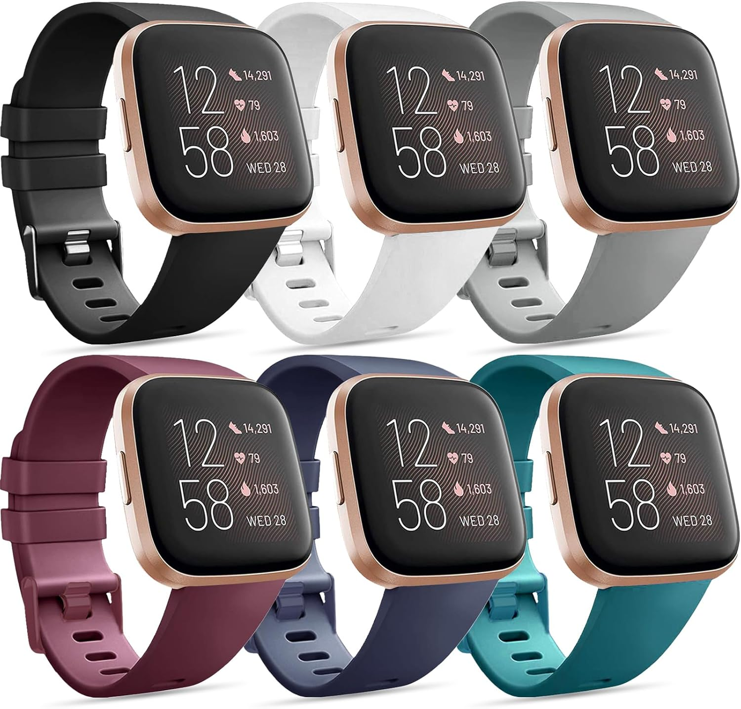 Bands Set for Fitbit, T Tersely Band Strap for Fitbit Versa 2 / Fitbit Versa/Versa Lite, Adjustable Sport Bands for Women Men, Soft TPU Replacement Silicone Bands Fitness Sport Bracelet Straps