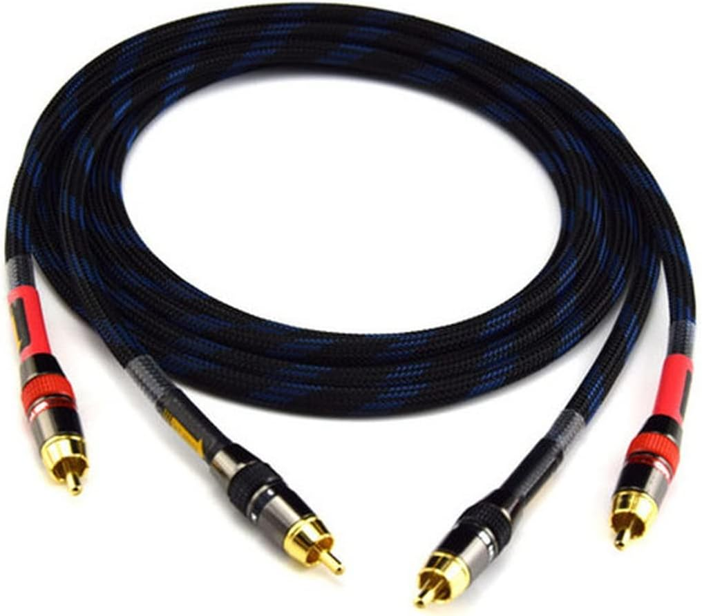 Jack Audio Cable Hifi RCA Cable 4N OFC Hifi 2RCA Male to Male Audio Cable 3 5Mm Jack Audio Cable (Color : Blue, Size : 1.5M)