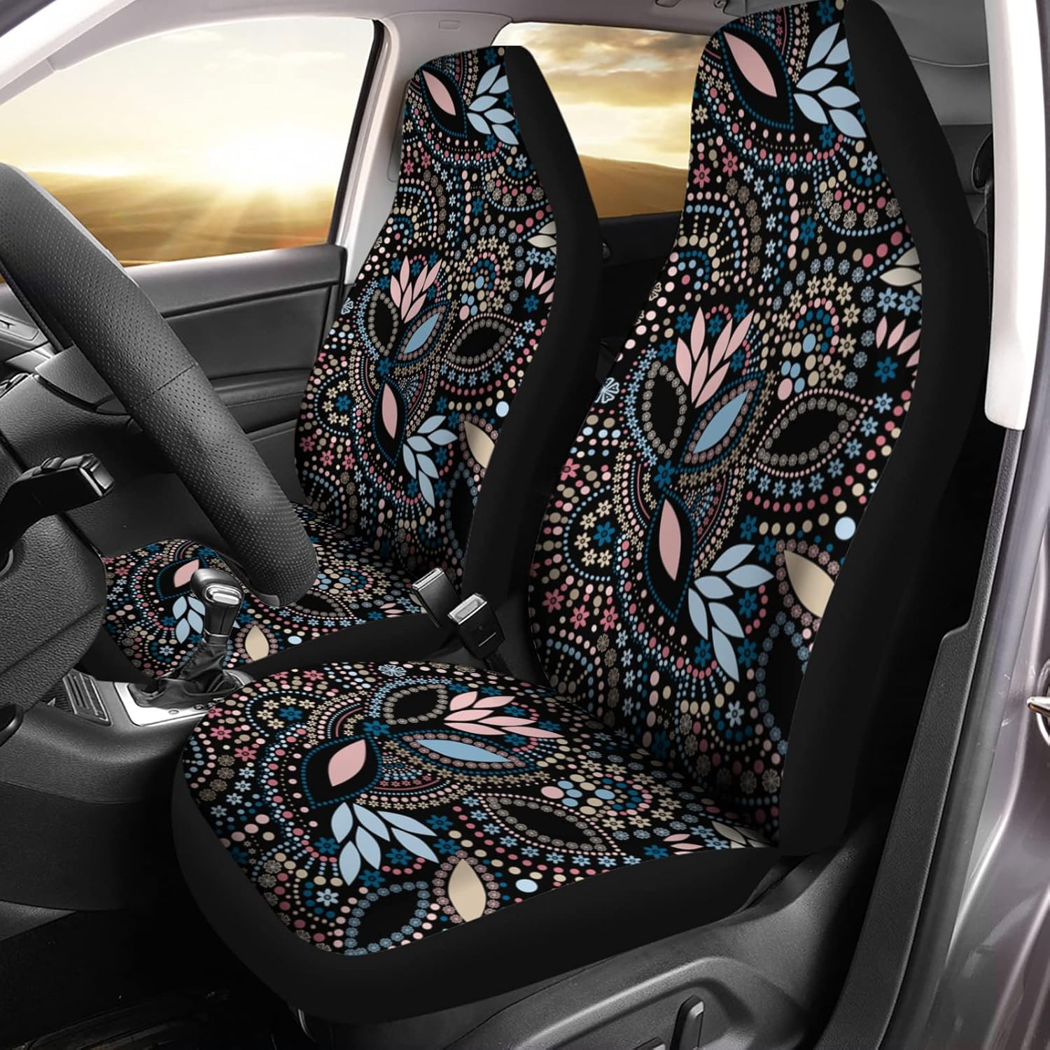 Bulopur Halloween Spider Web Print Front Seat Cover Sets 2 Pack, Car Universal Accessories Interior Decor for Men, Auto Front Seat Covers
