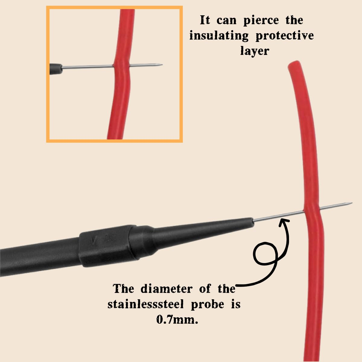10 Needle Test Probes, Multimeter Probe Kit, Automotive Insulated Wire Threading, Non-Destructive Threading Multimeter Kit 0.7Mm image number 5