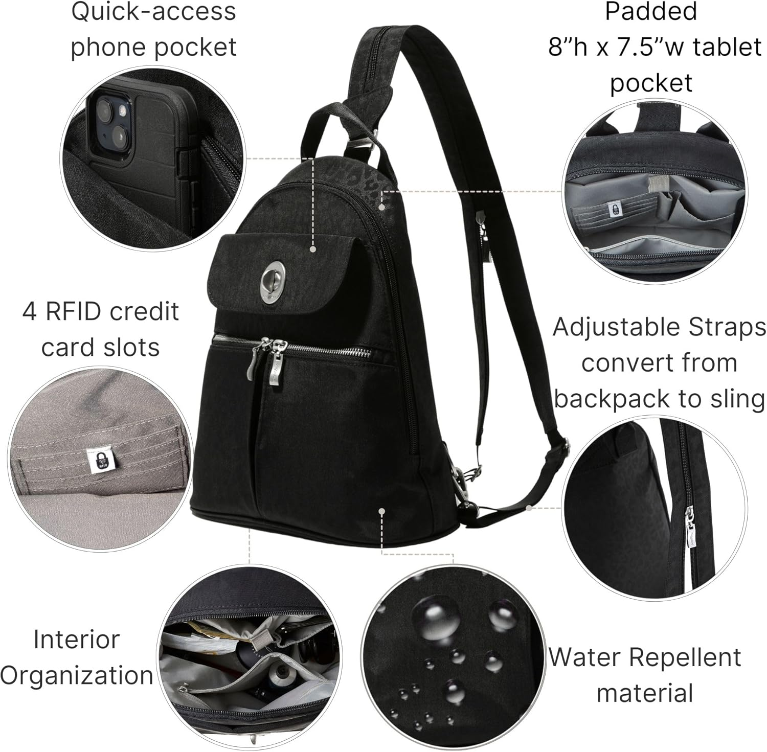 Baggallini Women'S Naples Convertible Backpack