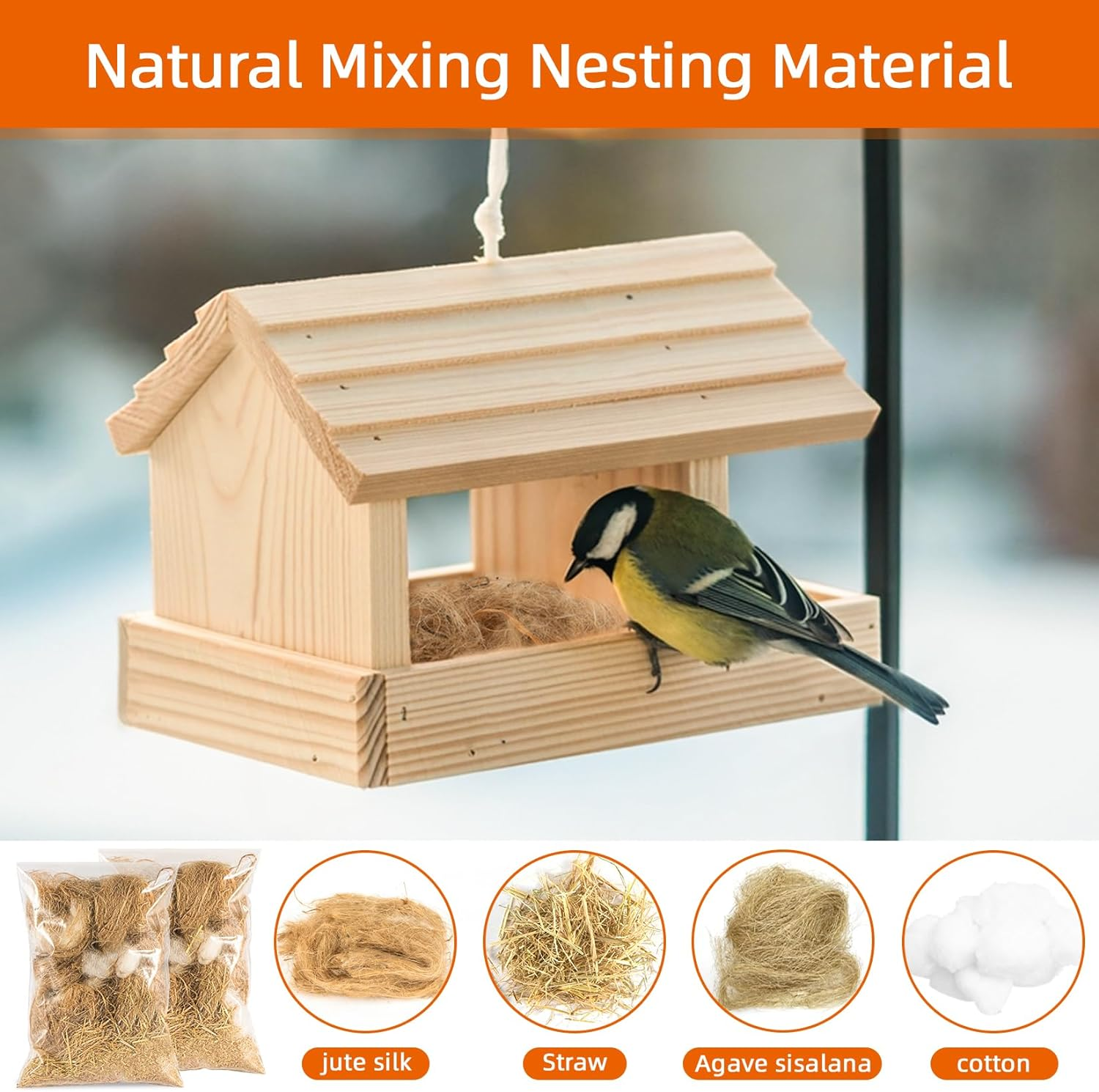 Sukh 2 Pack Bird Nesting Material - Bird Nests Bedding Hummingbird Nesting Material Mixing Canary Nesting Material Finch Nesting Material Parakeet Nesting Materials for Cage,Gardens,Tree Trunks (80G) image number 4