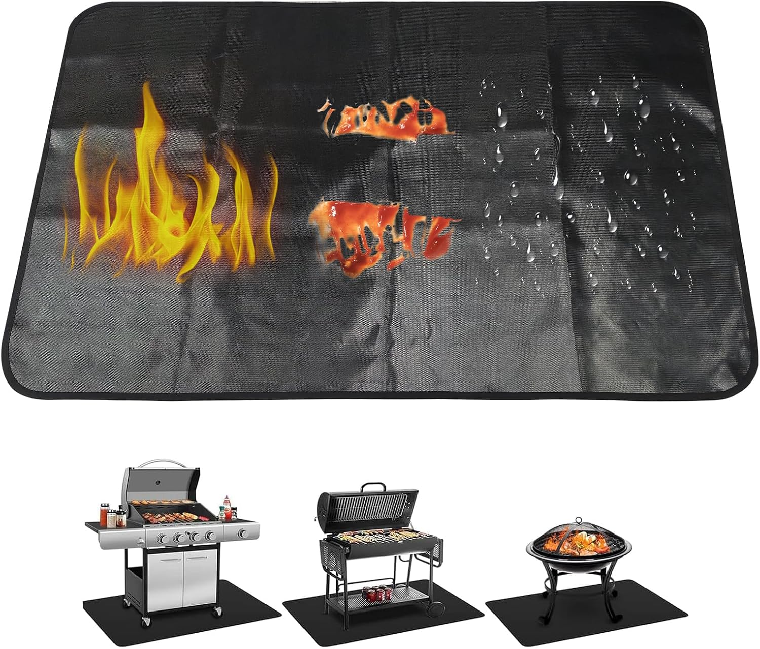 Large Fireproof under Grill Mat, Double-Sided Fire Pit Mat for Outdoor Grill,Oil-Proof Waterproof BBQ Protector for Decks and Patios, Indoor Fireplace Mat Prevents Ember Damage Wood Floor(76 * 122Cm) image number 5