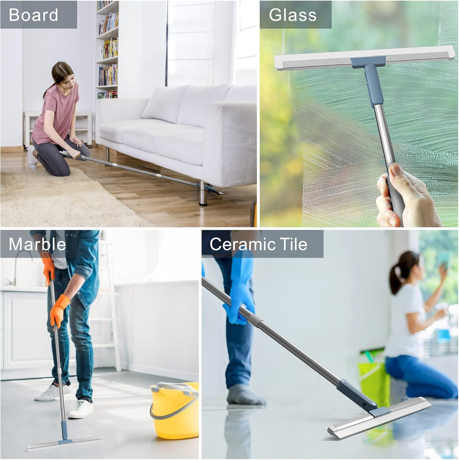 Floor Squeegee, 43.5Cm（17 Inch） Multifunction Squeegee Sweeper Quick Drying Water and Dust Remover Silicone Scraper Broom for Floor, Glass Wiper Squeegee image number 6