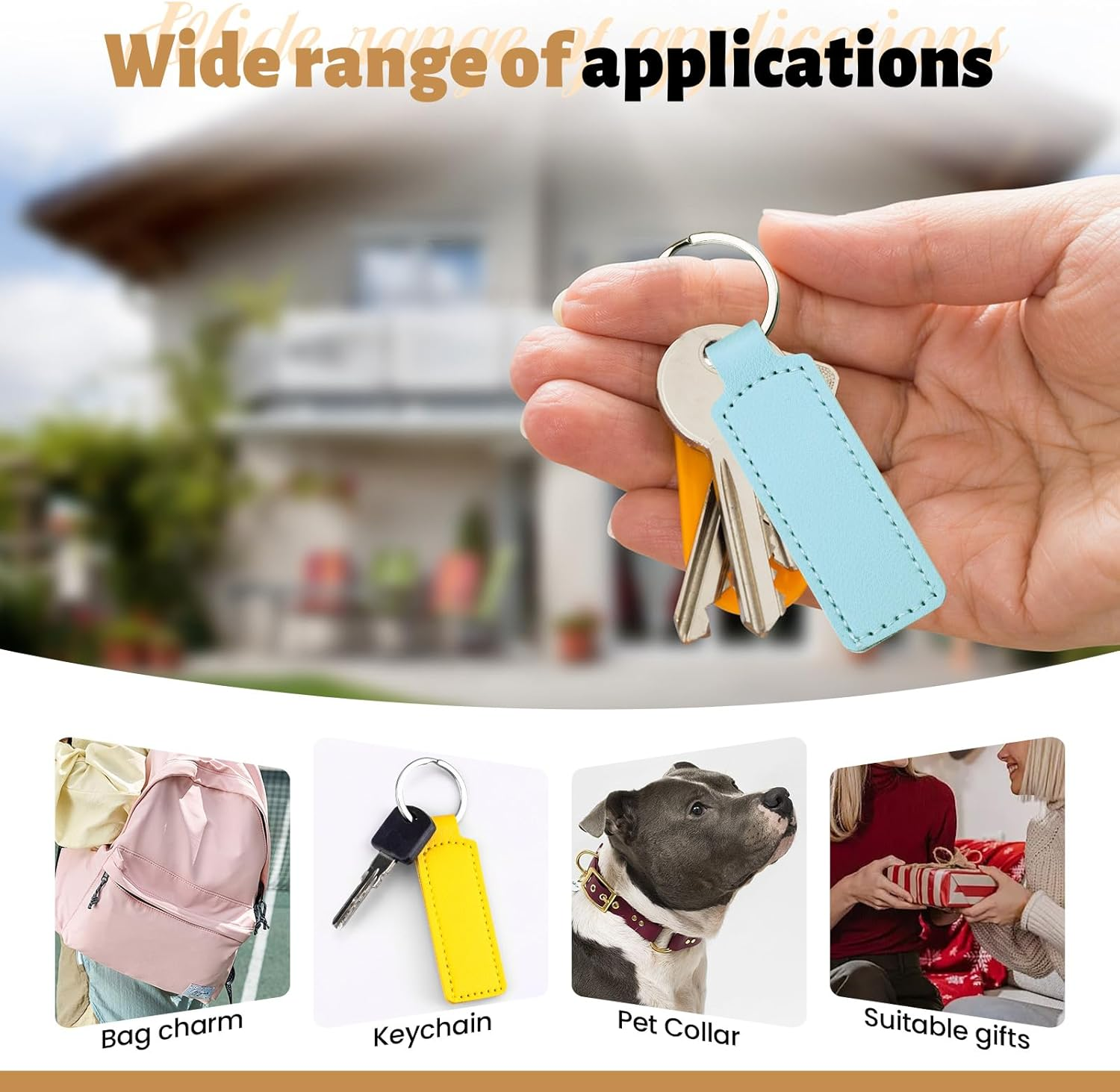 NEETUE 16 PCS Blank Leather Keychains, DIY Keychains PU Leather Key Chains for Pendant Ornament Making, Car Key Chain Making image number 4