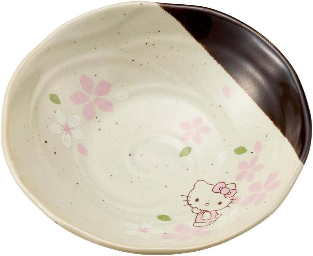 Skater CHMD3-A Mino Ware Deep Plate, Hello Kitty Sakura, Sanrio, 8.4 X 1.5 Inches (21.3 X 3.7 Cm)