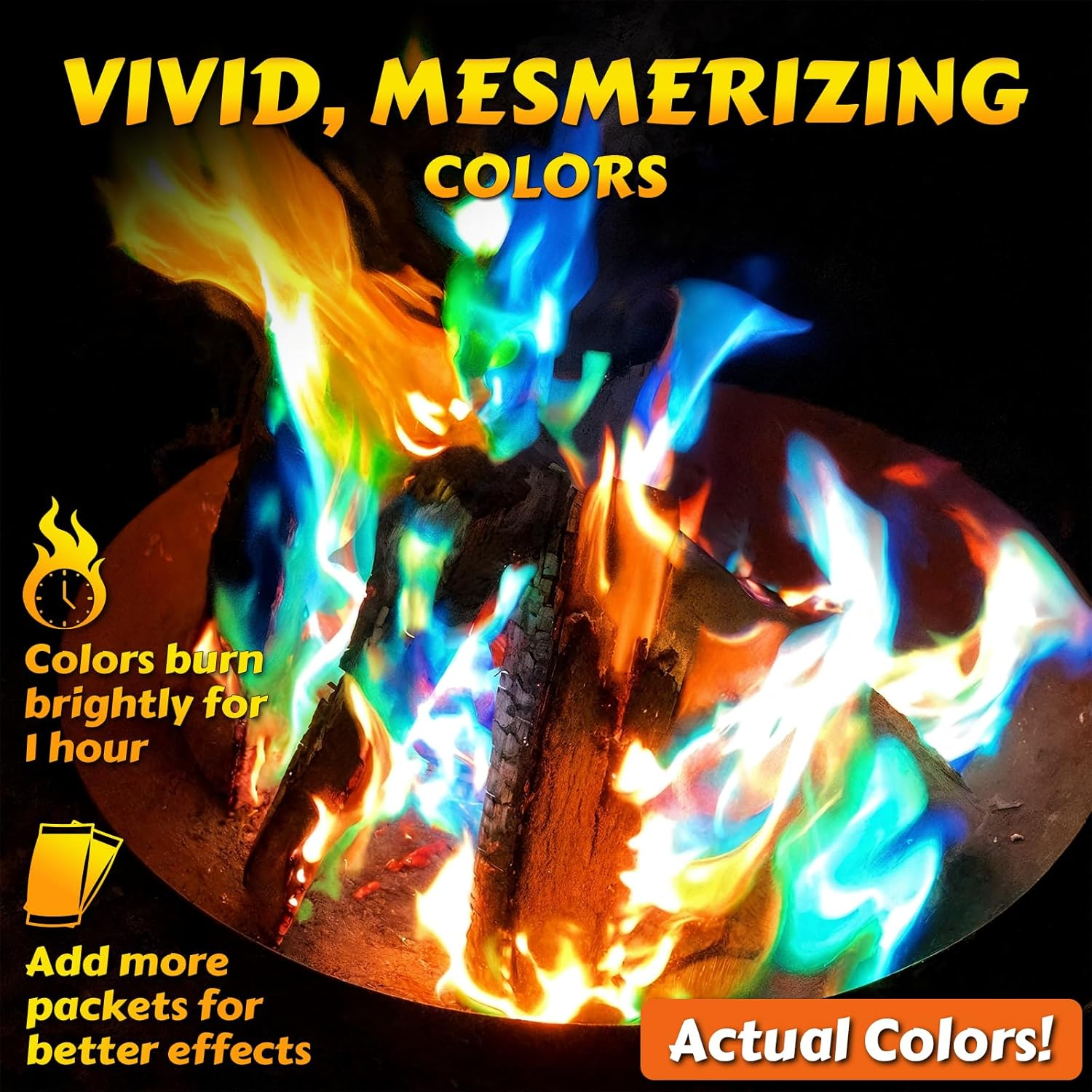 HGD (6 Pack) Magic Campfire Fire Color Changing Packets for Fire Pit, Indoor/Outdoor Fireplace, Bonfire - Rainbow Magical Flame, Camping Accessory, Compatible with Wood image number 4