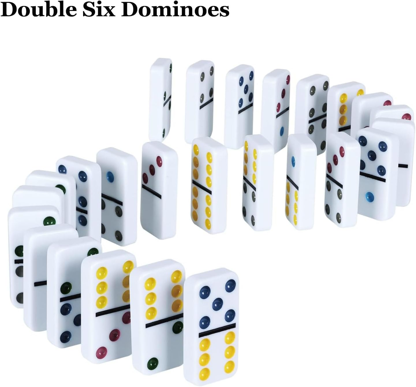 Double 6 Dominoes Set for Adults & Kids - Classic Domino Game with 28 Tiles Colored Dots - 2 or 4 Player Table Games & Ideal for Family Fun Game Night Party and Travel (Tin Box1)