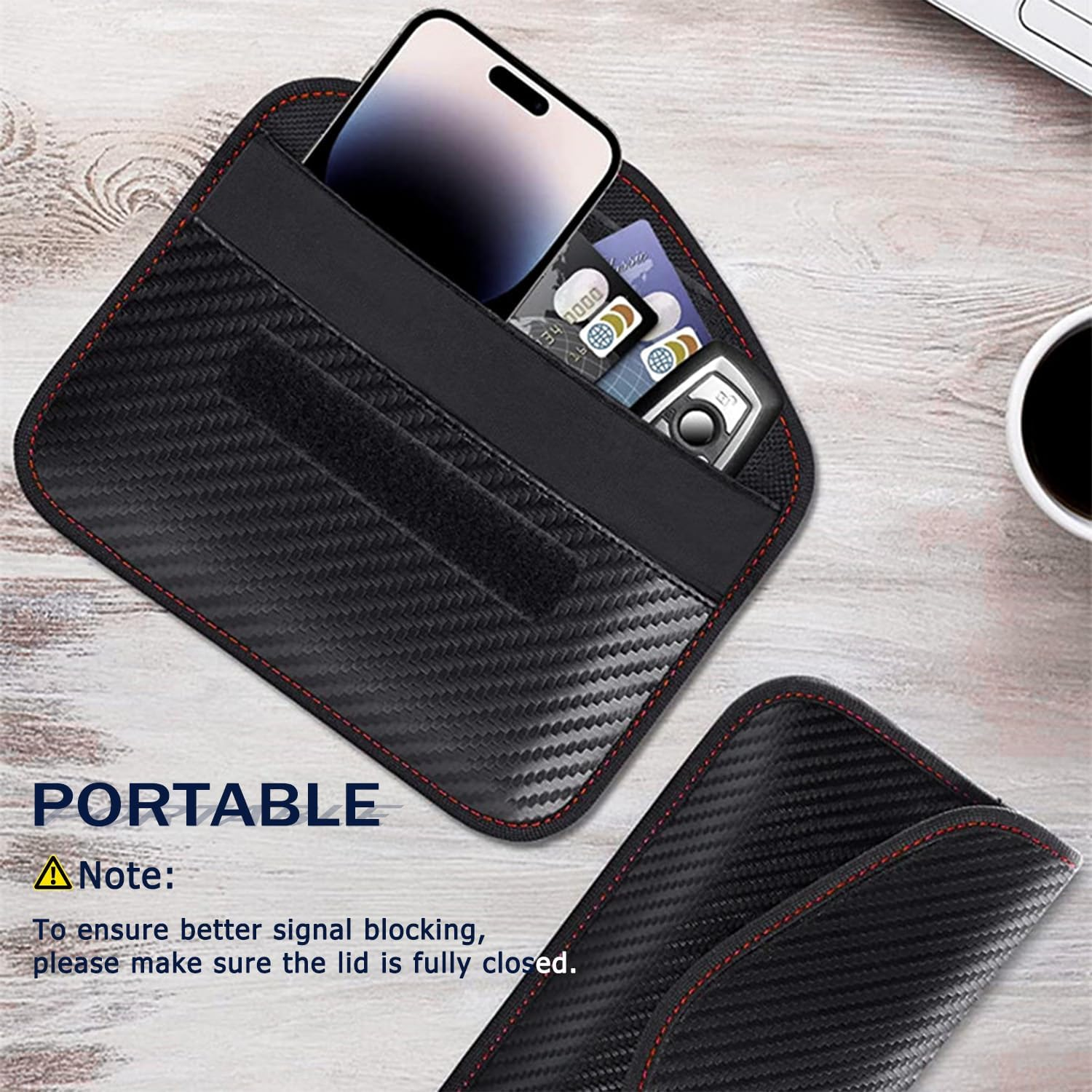 WEKUBA Faraday Pouch for Car Key, 3 Packs of Faraday Bags, with Hooks and Fixed Key Rings, Car RFID Blocker Bag for Car Security, Anti-Theft Signal, Anti-Hacking Case Blocker