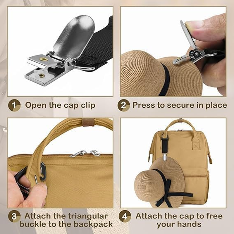 KEEPALOVE 4 Pcs Hat Clip for Travel on Bag, Elastic Hat Holder for Travel, Travel Hat Clip for Sunhat, Luggage, Bag, Handbag Backpack Luggage, Backpack, Purse, Outdoor Accessory for Women Men Black image number 5