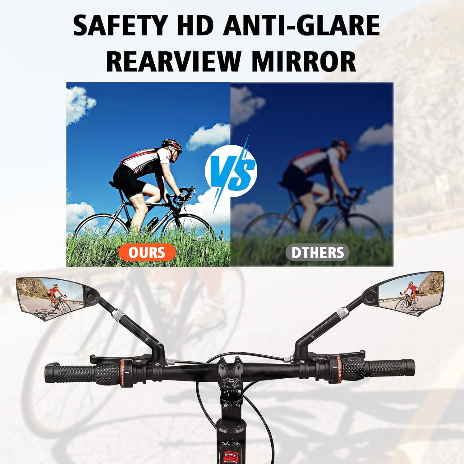 Retractable Bike Handlebar Rear View Mirrors 2 Pack - 360 &deg; Adjustable Flat Rotation Anti-Glare Glass Lens Bicycle Rearview Mirror, for the Bicycle Ebike Scooter 21-24Mm Handlebar image number 3