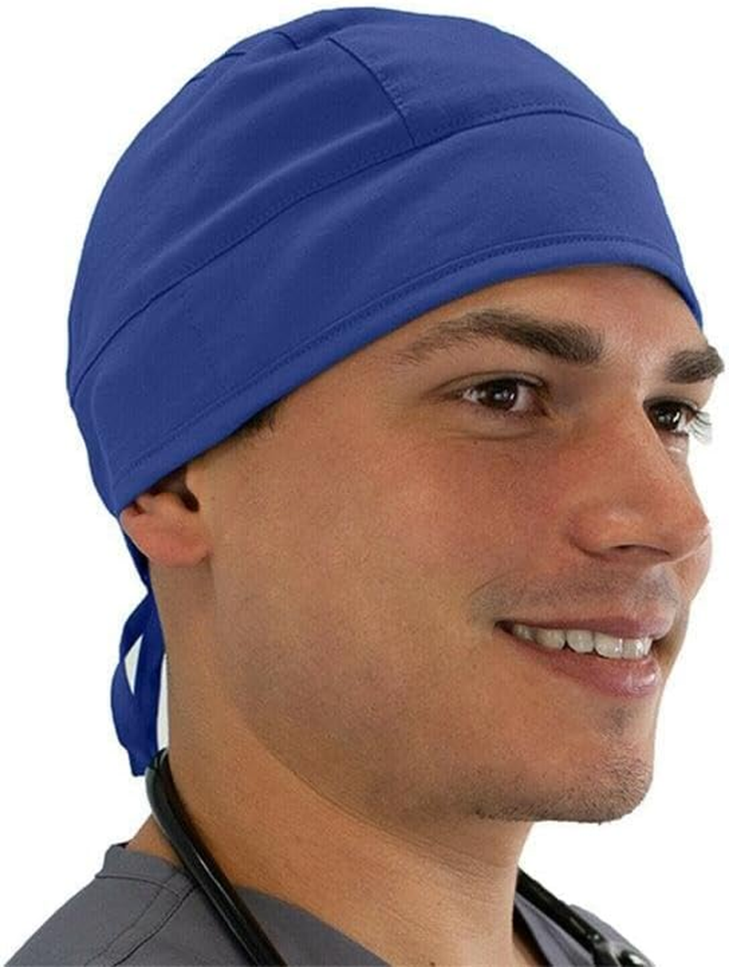 AIMALL 100% Cotton Surgical Scrub Cap Hat Unisex Surgerytheatre Doctor Nurses Solid - Adjustable Hat for Doctors, Nurses, and Theatre Staff - Durable & Breathable - Blue image number 2
