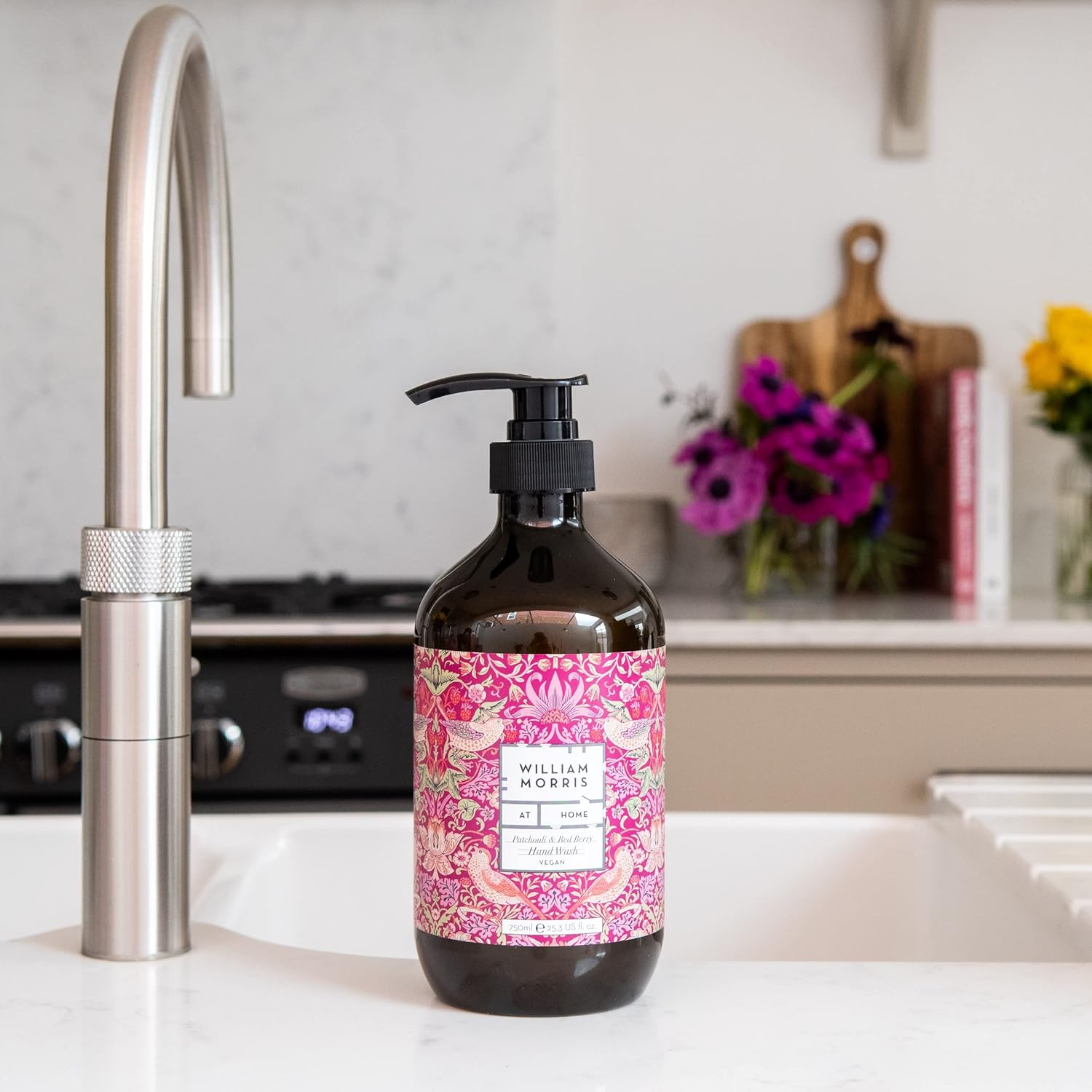 William Morris at Home Patchouli & Red Berry Hand Wash | Bring Style to Bathroom & Kitchen | Sulphate-Free | Cruelty Free & Vegan Friendly | 500Ml image number 1