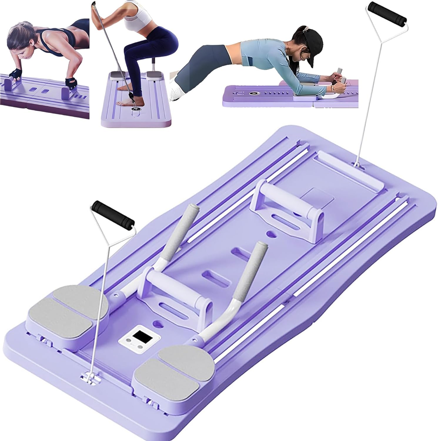 Foldable Pilates Reformer Set for Home,5 in 1 Multifunctional Pilates Board with Elbow Support,Ab Trainer Machine with 1 Timer,Professional Automatic Roller Pilates Board Machine for Women