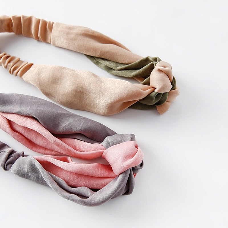 Women Chiffon Floral Print Headband Fashion Bohemian Elastic Cross Hair Bands - Fashion Cross Hair Bands, Versatile for All Occasions - A-Green image number 2