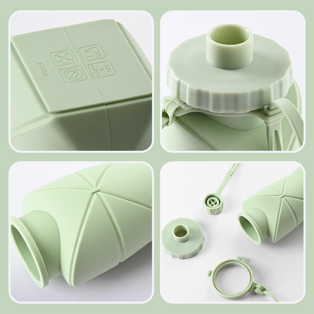 Collapsible Water Bottle - Lightweight Silicon Foldable Water Bottle with Double Leak-Proof Design and Safety Rope Cap for Outdoor Hiking, Sports and Travel