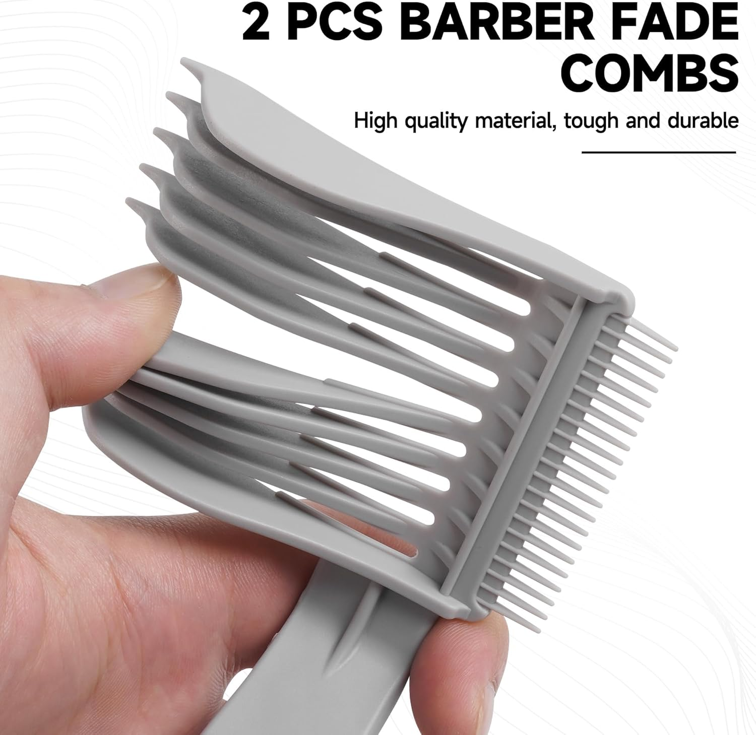 2Pack Blend Friend Fade Comb - Professional Barber Fading Comb for Men, Versatile Haircut Tool with Blend Frend Design, Ideal for Fade Styling at Home, Salon or Professional Use (Gray) image number 5