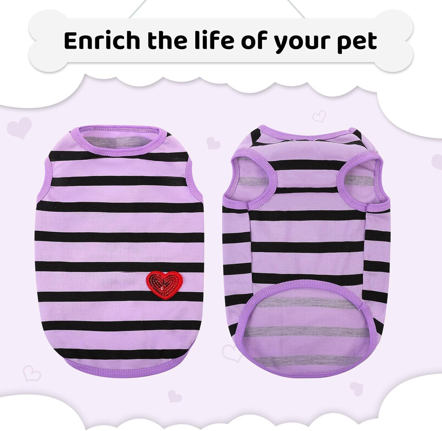 Dog Shirts for Dogs, Striped T-Shirts Pets Vest Pet Apparel Tee Shirts Dog Tank Top Spring Summer (Purple, M) image number 6