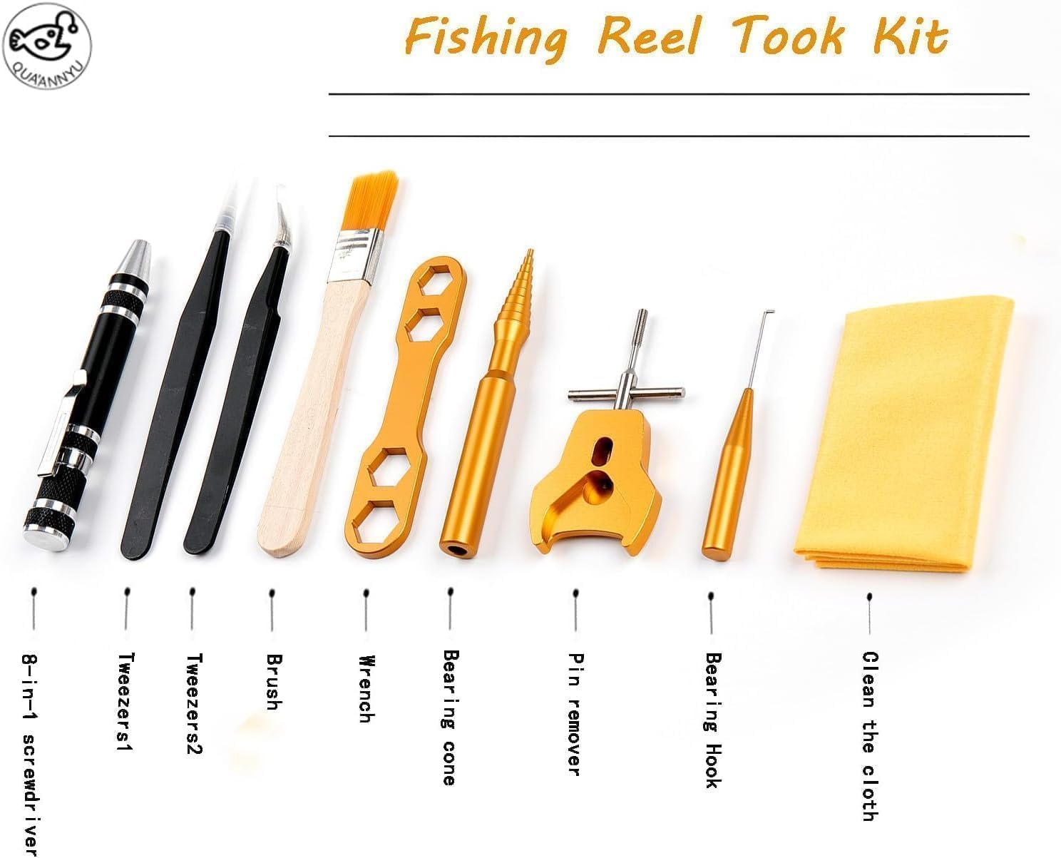 QUA'ANNYU Upgraded Fishing Reel Maintenance Kit | Reel Cleaning Kit | Fishing Reel Care Kit | Fishing Rod Repair Kit | Saltwater Ice Fishing Multitool Kit (Basic Set + 24-In-1 Screwdriver) image number 6