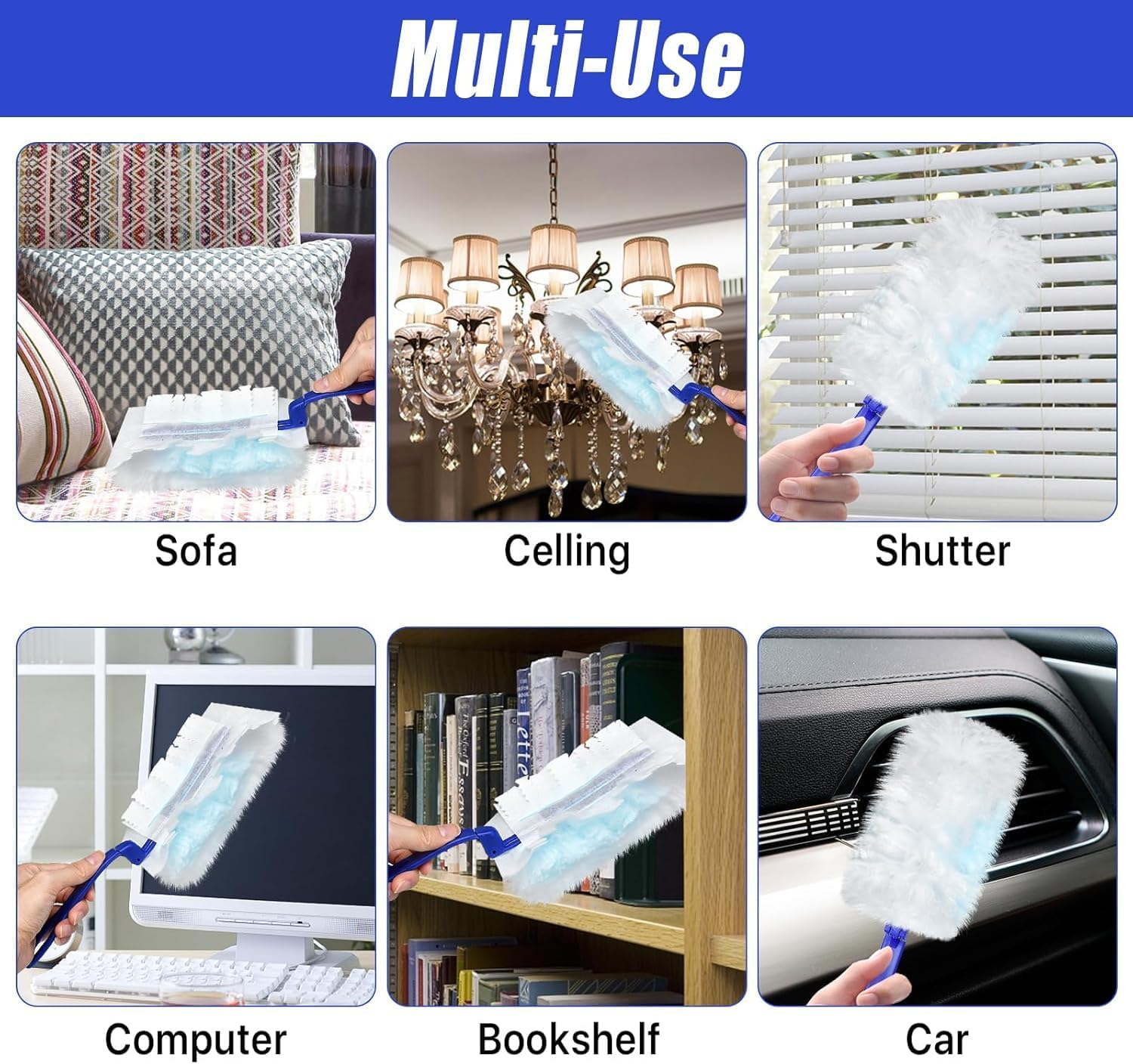 Pack of 30 Duster Refills Set for Swiffer, Highly Effective Dust Magnet Cloths with 180&deg; Rotation Function, Dust Catcher for Pet Hair, Dust Dirt, 2 Ergonomic Handles image number 3