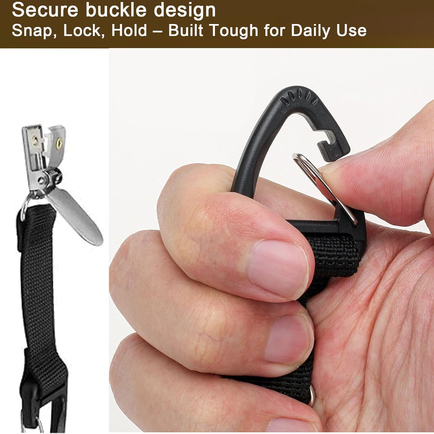 4 Pack Travel Hat Clip Elastic Hat Holder for Purse Hands-Free Bag Accessory for Traveling Bags Backpacks Purses Luggage Outdoor Travel Accessory, Black, Khaki, One Size image number 2