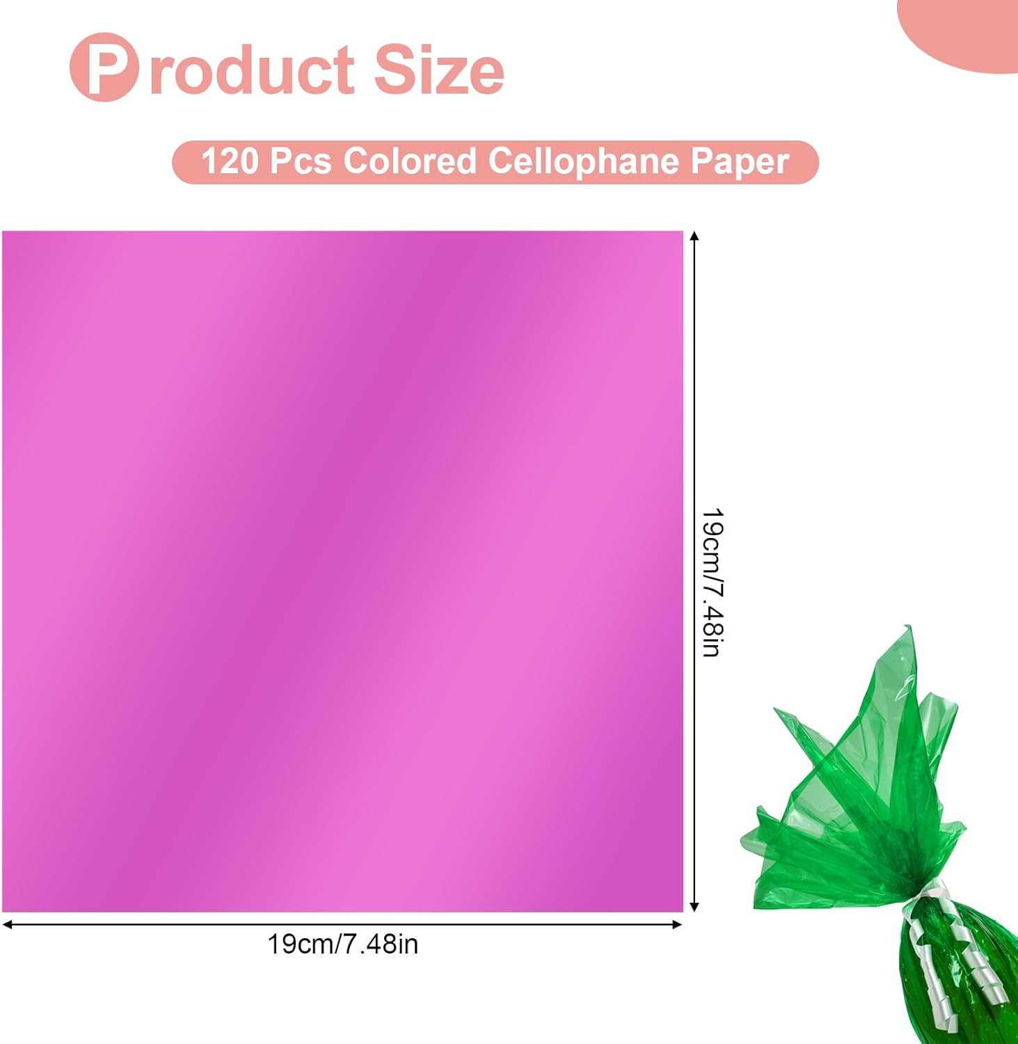 120 Pcs Cellophane Paper, Colored Cellophane Sheets, Colored Plastic Sheets, Colored Transparent Cellophane Wrap, Cello Sheets for Candy, DIY Arts Crafts Decorations(7.5 X 7.5 Inch) image number 6