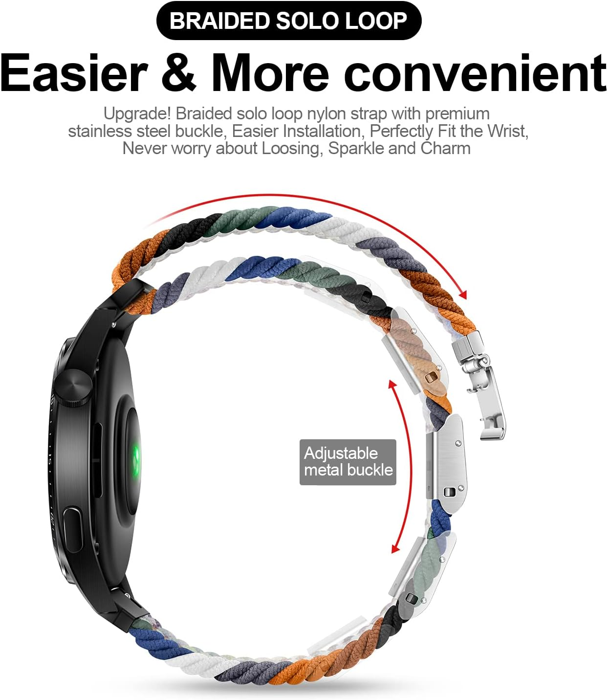 XMUXI 20Mm Braided Watch Straps Compatible with Samsung Galaxy Watch 7 Watch 6 Classic Strap 43Mm 47Mm/Galaxy Watch 5 Pro Watch 4 Nylon Solo Loop Replacement Watch Band Amazfi GTS Vivoactive 3 Venu Sq 2(No Watch) image number 6