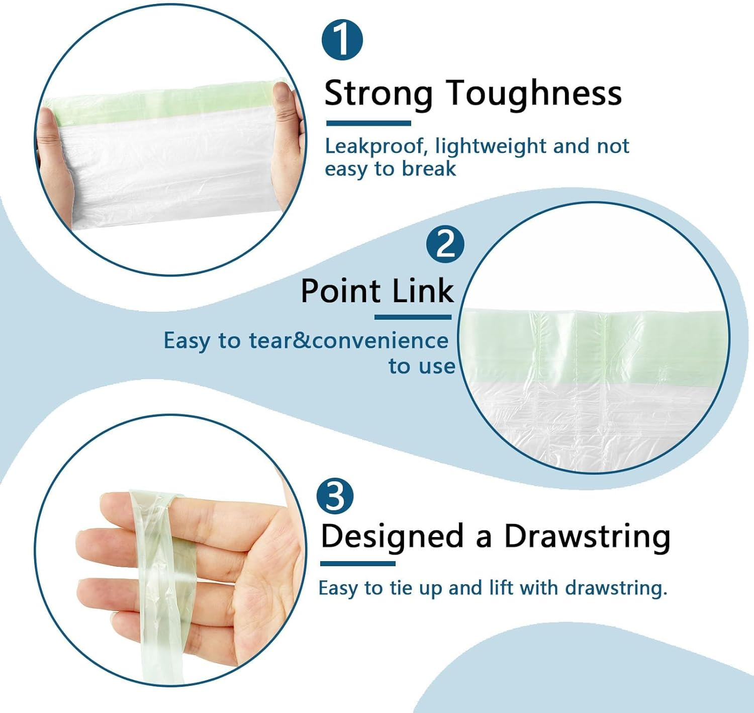 200 PCS Portable Potty Chair Liners with Drawstring,Disposable Training Toilet Seat Potty Bags for Kids Toddler Pet Outdoors 17.3X9.4 Inch Toilet Seat Cleaning Bag (200) image number 6