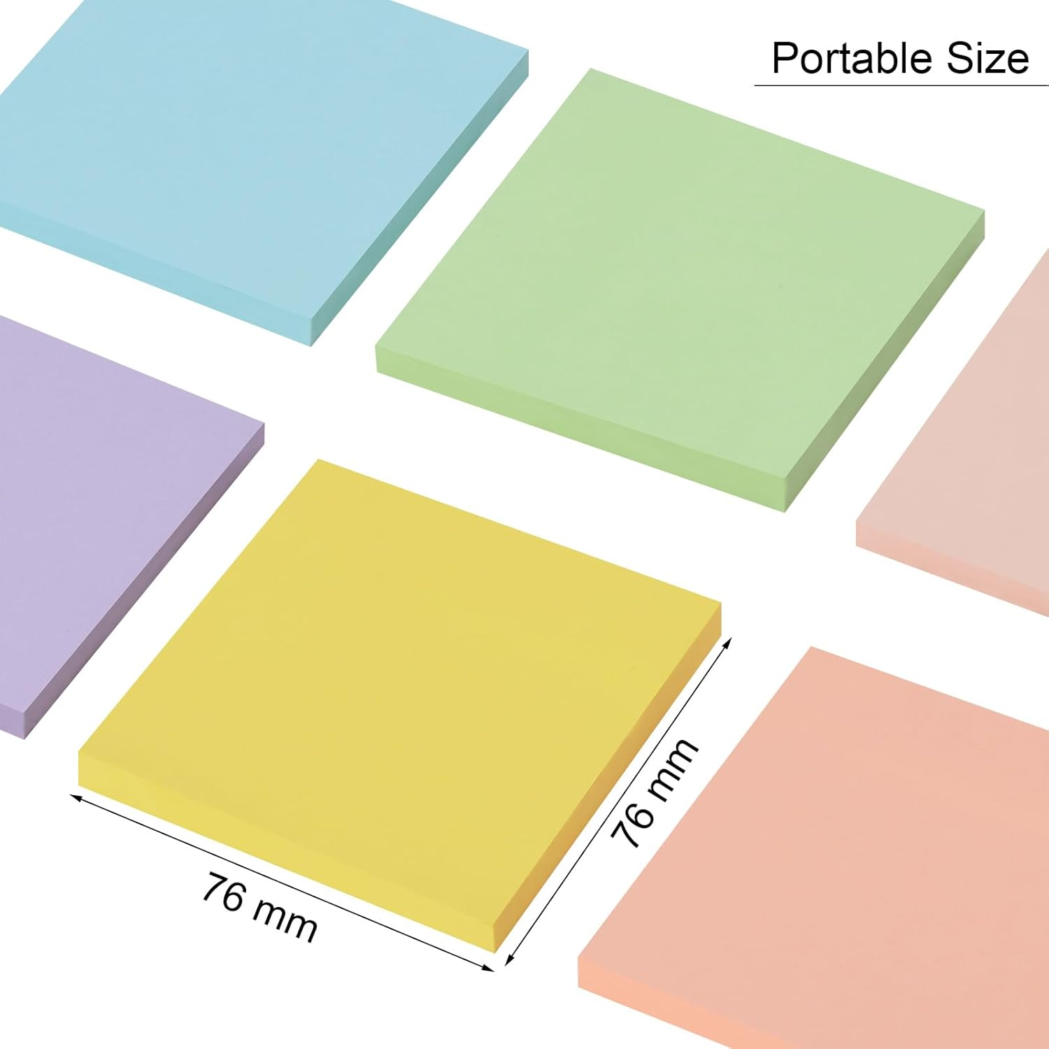 ZCZN 12 Pads Pastel Coloured Sticky Notes Jeju Colour, 60 Sheets per Pad, Use as Reminders, To-Do, Memos image number 3