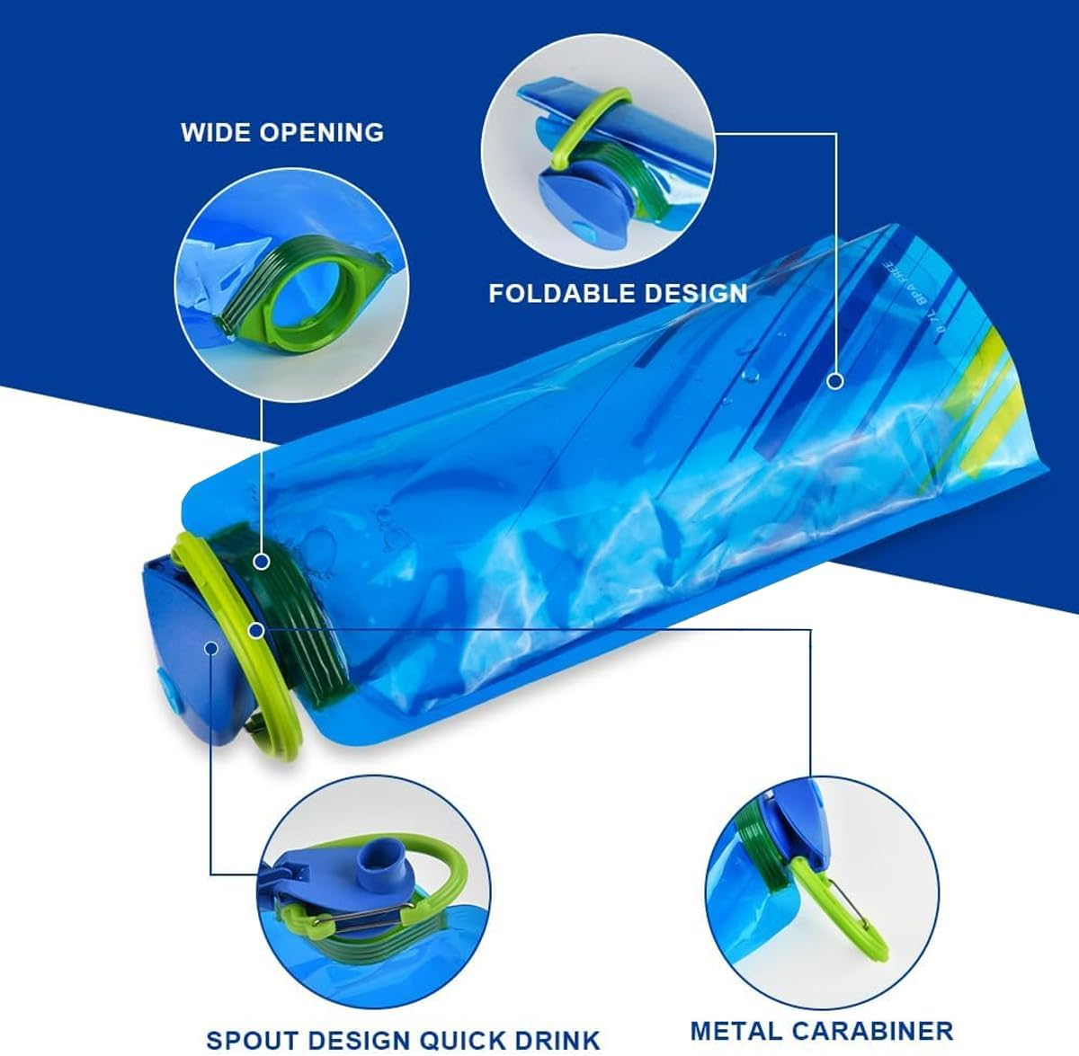 AIMALL 4-Pack Collapsible Water Bottles, 700Ml PE Plastic Portable Drink Containers for Sports, Hiking, and Outdoor Activities, Compact and Leakproof image number 6