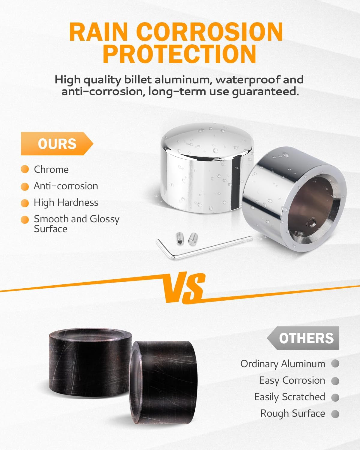 Lalaparts Chrome Front Axle Nut Cover Caps Compatible for Harley Softail Sportster Road King Electra Glide 2002-2019 image number 3