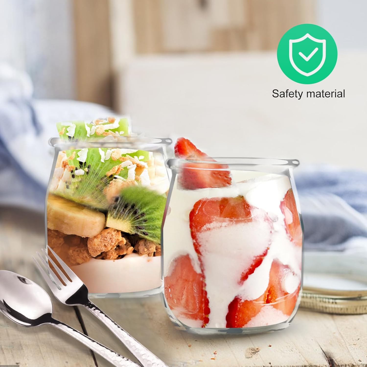 HEEKSE Set of 12 Yoghurt Jars with 24 Lids, Made in France image number 4