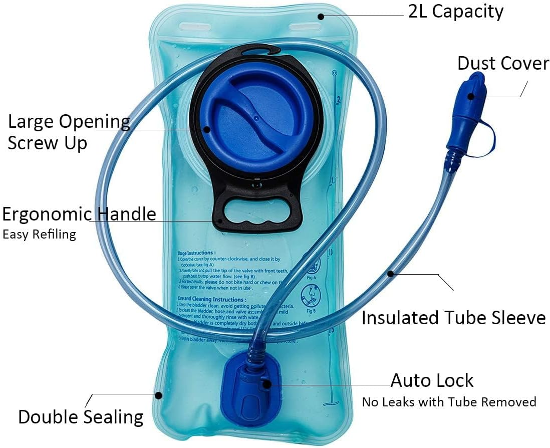 Hydration Bladder, 2L Water Reservoir, Replacement Water Bladder BPA Free, Leak Proof Hydration Pack for Running Cycling Hiking Camping Climbing image number 5