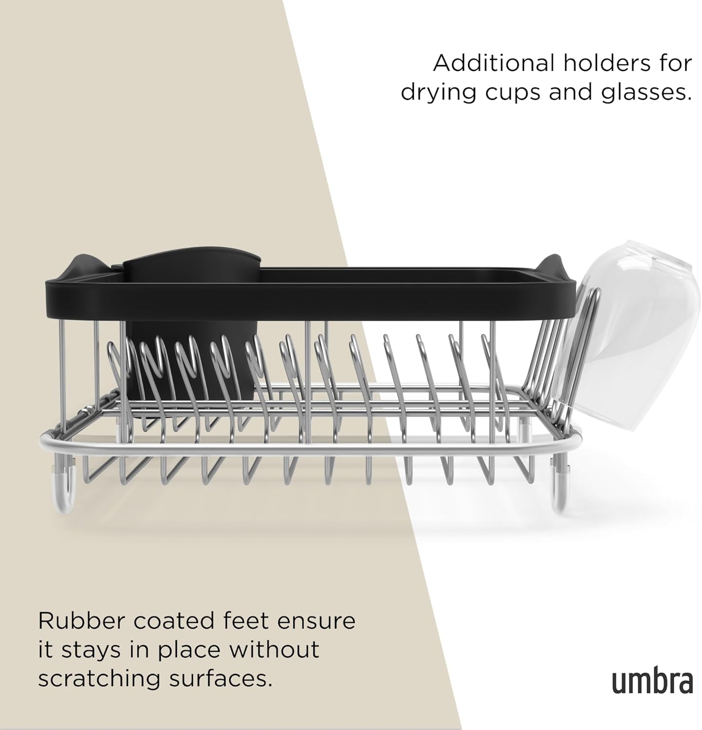 Umbra 1004292-047 Sink Dish Rack, Black Large image number 2