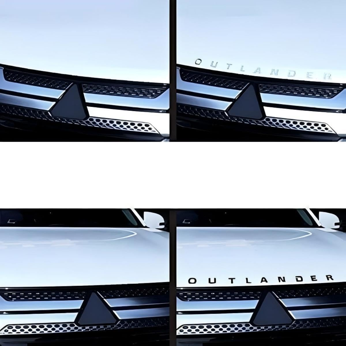 Hood Emblem Front Badge for Mitsubishi Outlander 2024 2023 2022, Accesories Silver Letters 3M Adhesive Raised Decal Exterior image number 1