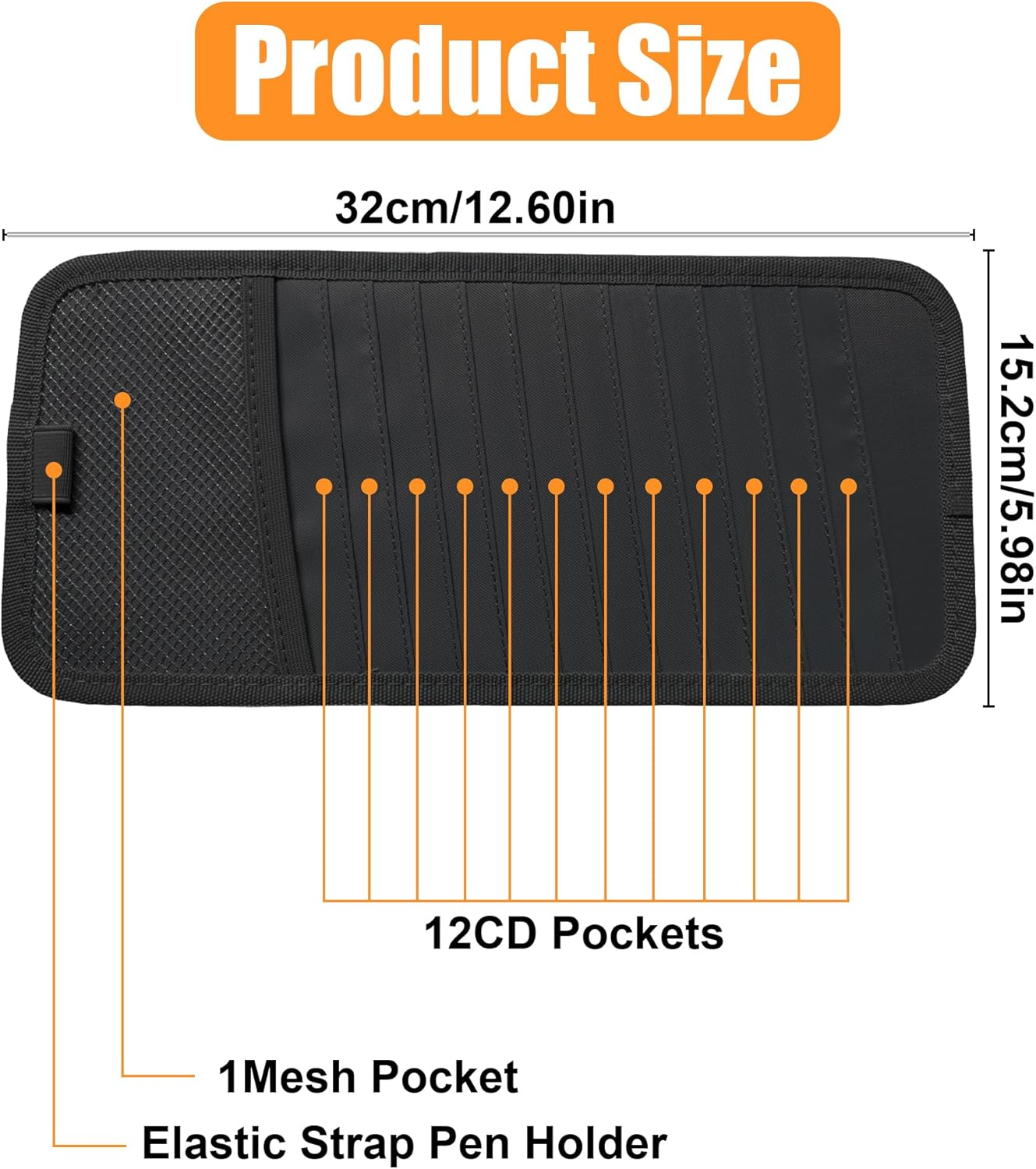 Large Capacity CD Case Holder for Car & Truck - Premium Durable CD Storage Organizer with 10 DVD Sleeves, Mesh Pocket for Drivers, Commuters & Road Trips