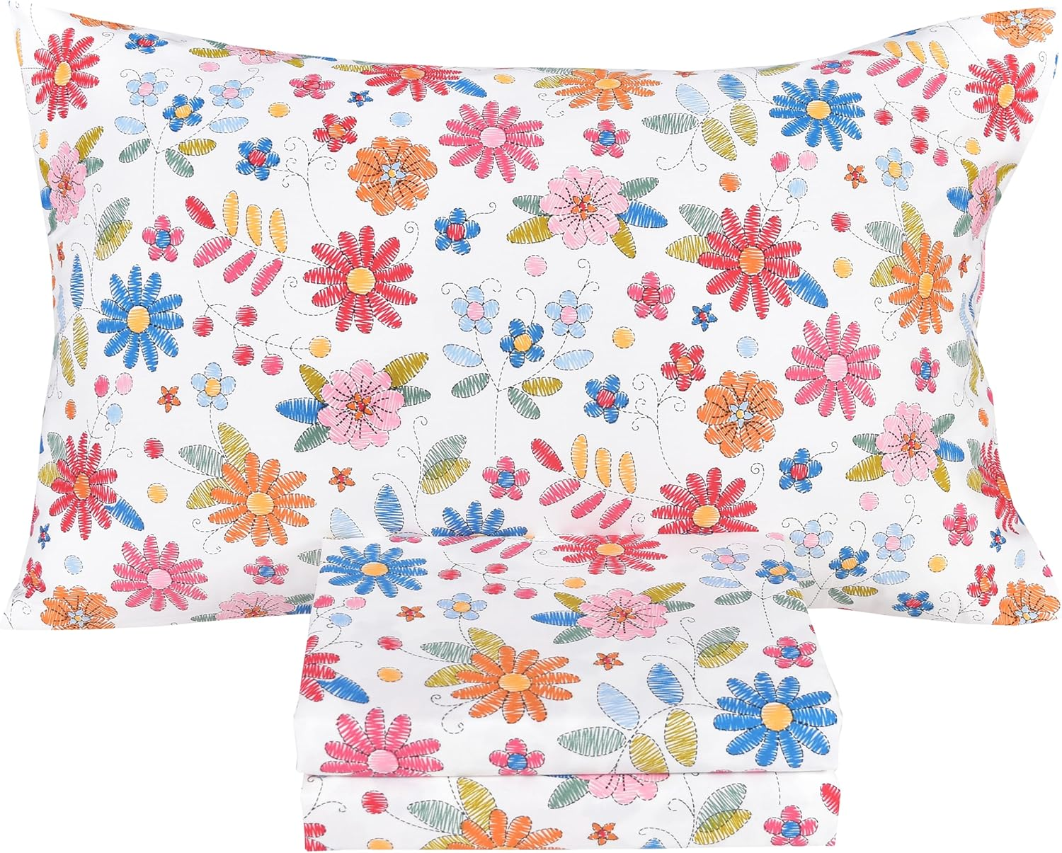 Scientific Sleep Moon & Stars Boys Girls 100% Cotton 3 Pcs Twin Bed Sheet Set Kids Toddler Teen, Flat Sheet & Fitted Sheet & Pillowcase Kids Bedding Set image number 3