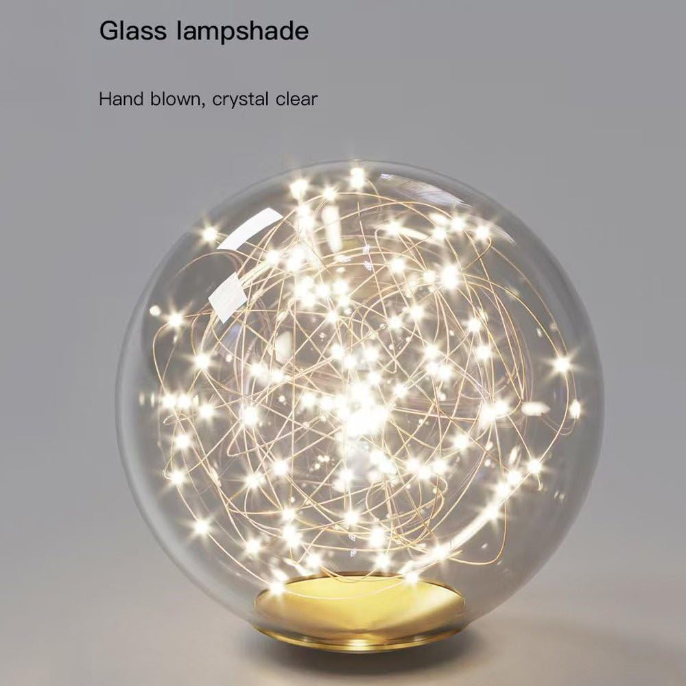 BAMDECOR LED Chandelier, Glass Globe Pendant Light, Adjustable Hanging Light with Remote Control, 3 Colour Temperatures Gold