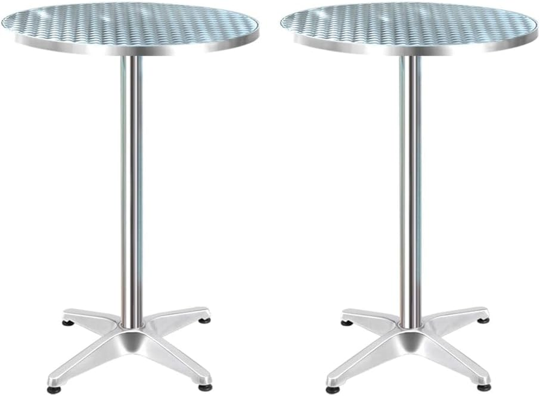 Gardeon 2Pcs Outdoor Bar Table Furniture Adjustable Aluminium Cafe Table Round image number 5