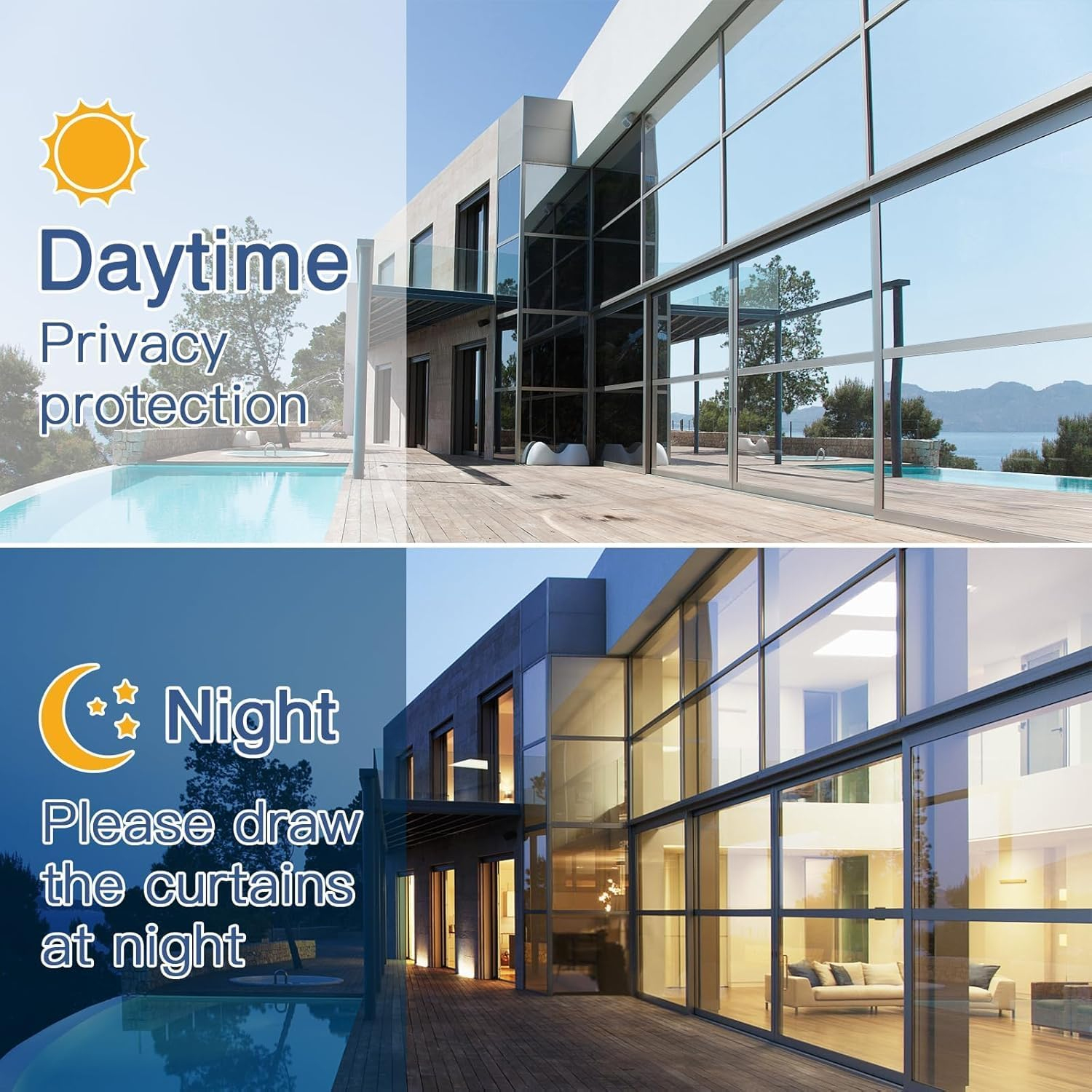 One Way Privacy Window Film (With Tool),Daytime Privacy Mirror Effect,Reflective Mirror Home Window Insulation Film,Self-Adhesive UV Sun Protection,17.5X78.7 in (Silver, 44.5X200) - Silver image number 3