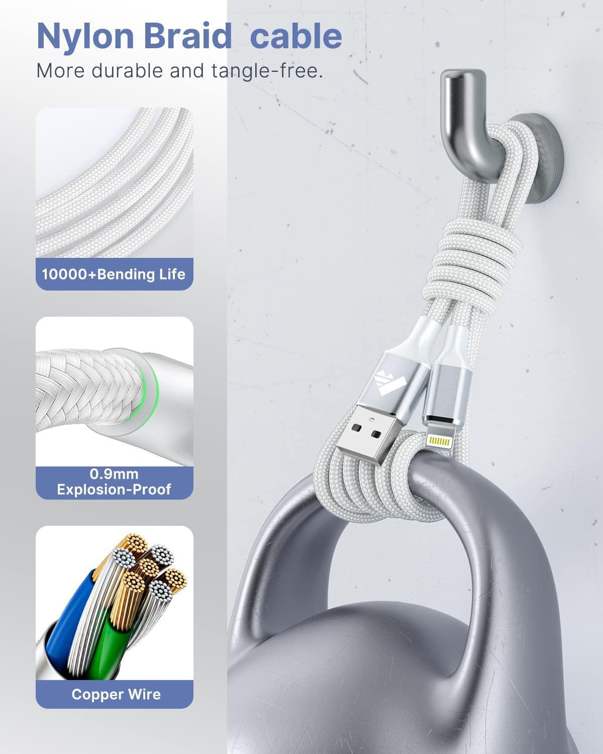 Aioneus Lightning Cable 1M, Iphone Charging Cable Mfi Certified USB a to Lightning Iphone Fast Charger Cord Compatible with Iphone 14 13 12 11 Pro Max Mini XS XR X 8 7 plus Ipad