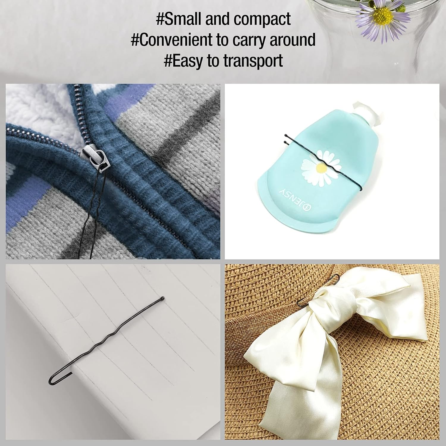 Hoyols U Shaped Hair Bobby Pins Black, Metal Curved Curly Waved Bun Clips Bobby Pins for Buns Women Girls Grips Hairstyle Salon Accessories Updo, 100 Count 2.4 in (Black)