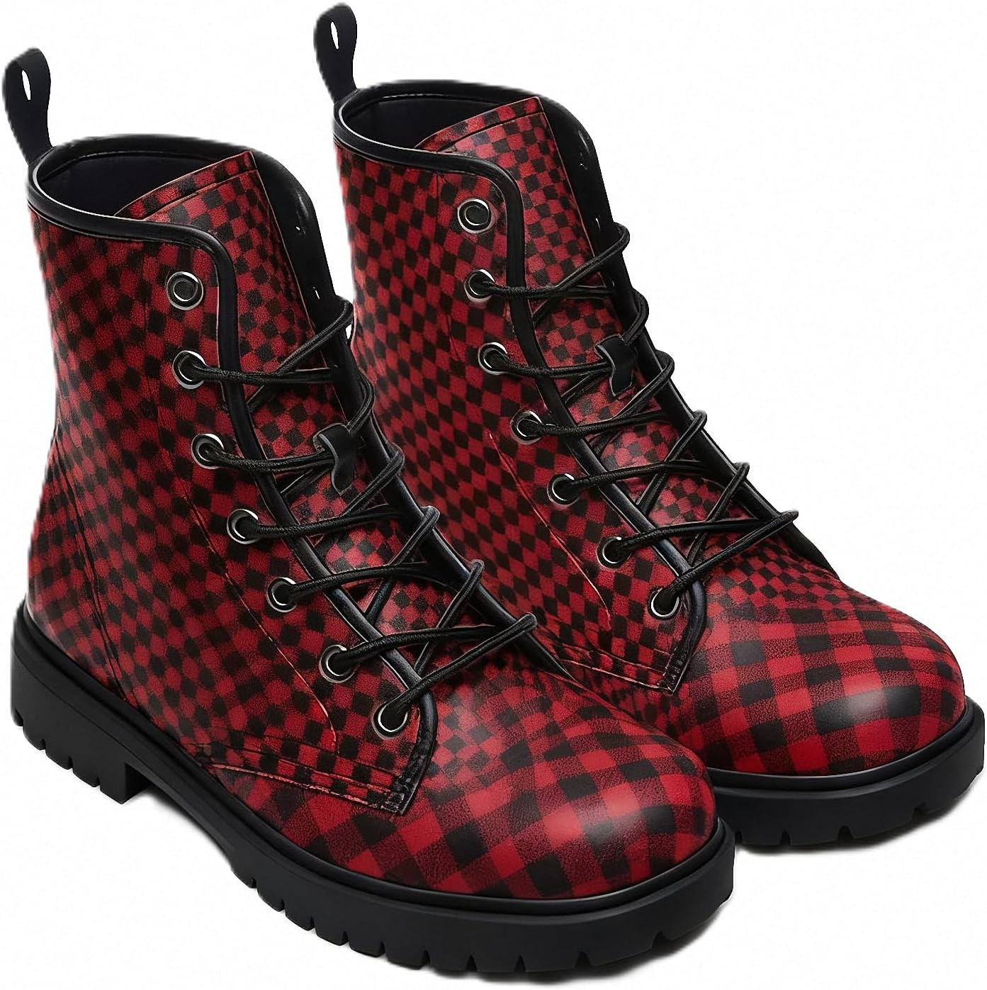 Women'S Ankle Booties with Gradient Color-Blocked Solid-Colored Floral Print Stylish Gothic Combat Boots Platform Lace-Up Leather Boots Travel Halloween Christmas Party image number 4