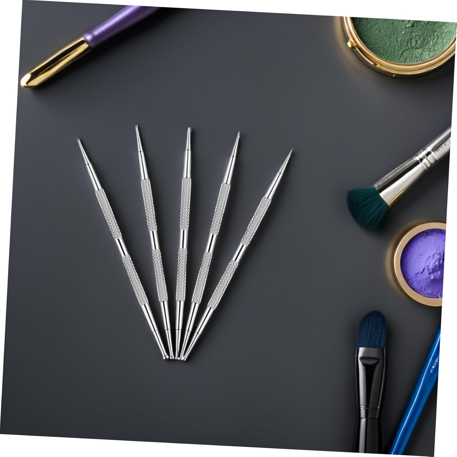 Healeved 5Pcs Nail Dotting Pen - Dual-Ended Nail Art Dotting Pen Tools Stainless Steel Manicure for Home DIY Gradient Salon Use image number 4