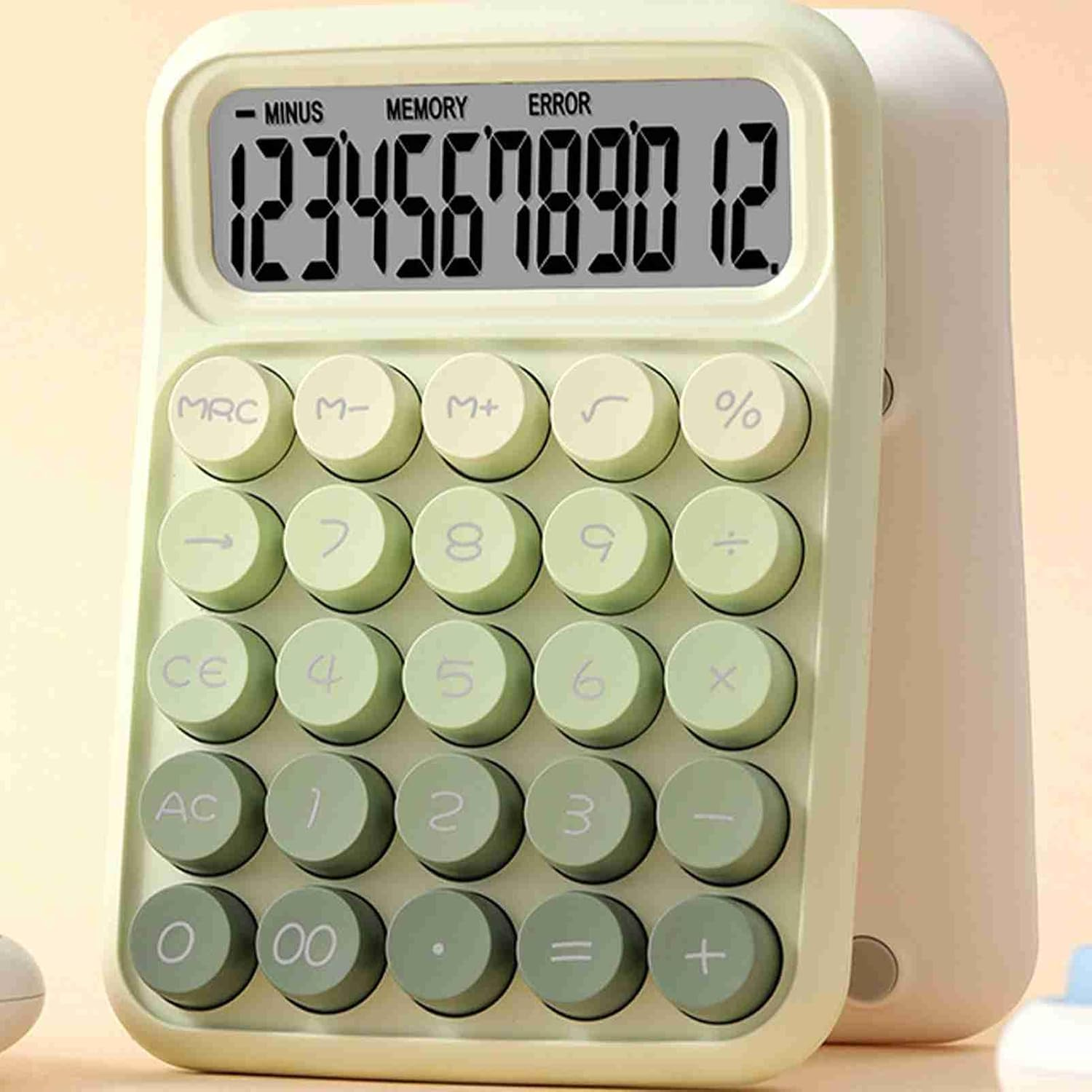 Fafeicy 12 Digit Pink Desktop Calculator Large Button Cute Office Calculator for Students and Accountants (Green) - Green image number 3