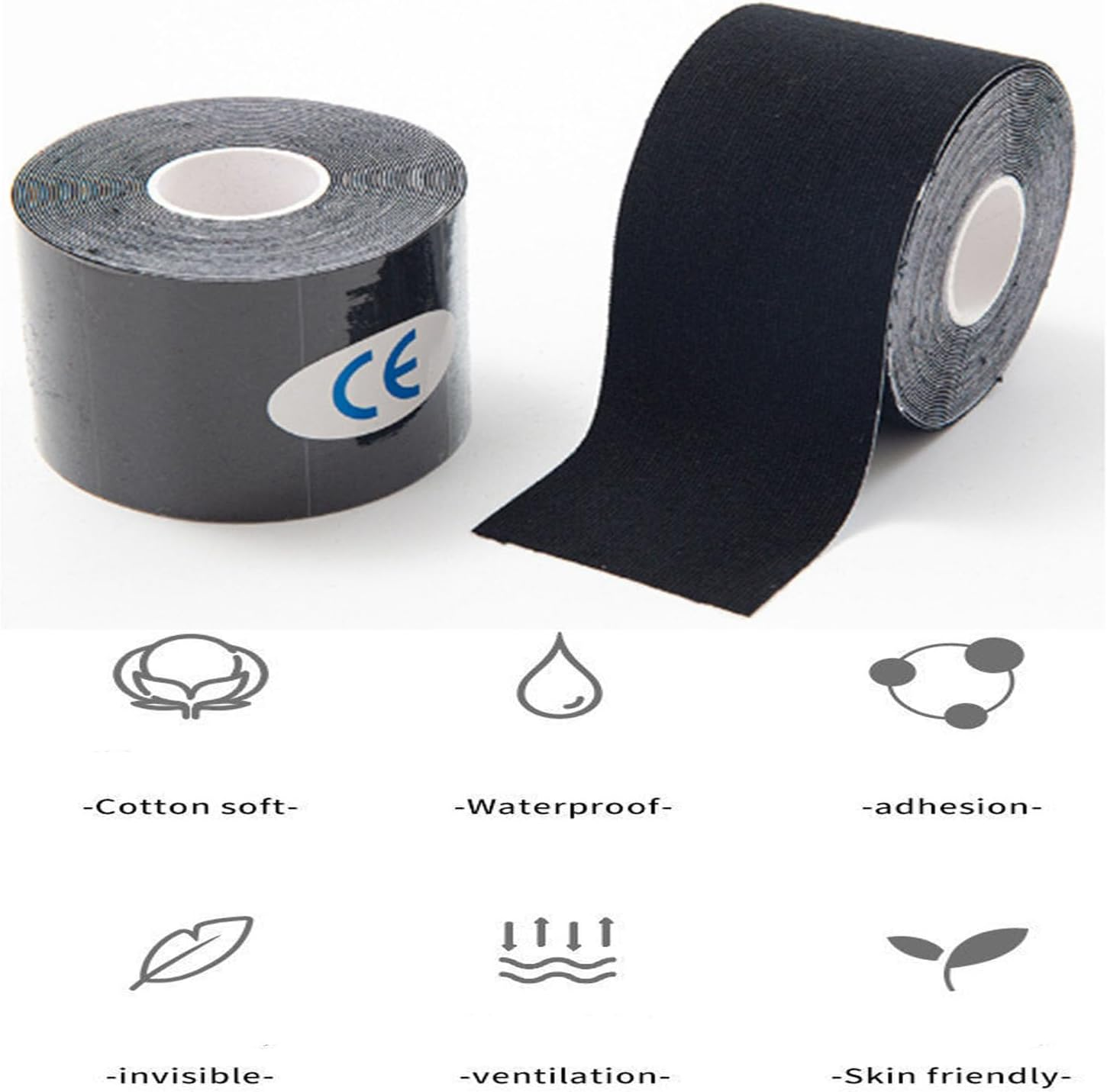 3 Roll Athletic Tape,Adhesive Non-Slip Grip Tape,Sports Tape for Wrapping Exercises Gymnastics,Sports Bandage, Handlebar Handshake Tape, Aerial Hoop Tape(16.4Ft X 2 Inch,Black)