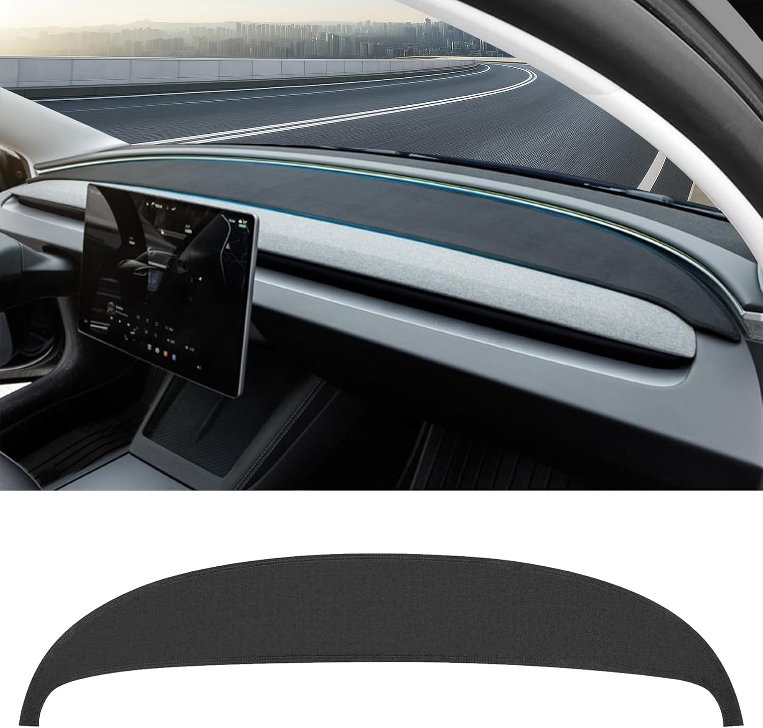 Sunshade for Tesla Model Y Juniper 2026 2025 Dashboard Cover, Non-Slip Suede Dash Board Mat for New Mode Y Dashboard Pad Sun Protection Interior Accessories (For Model Y Juniper)