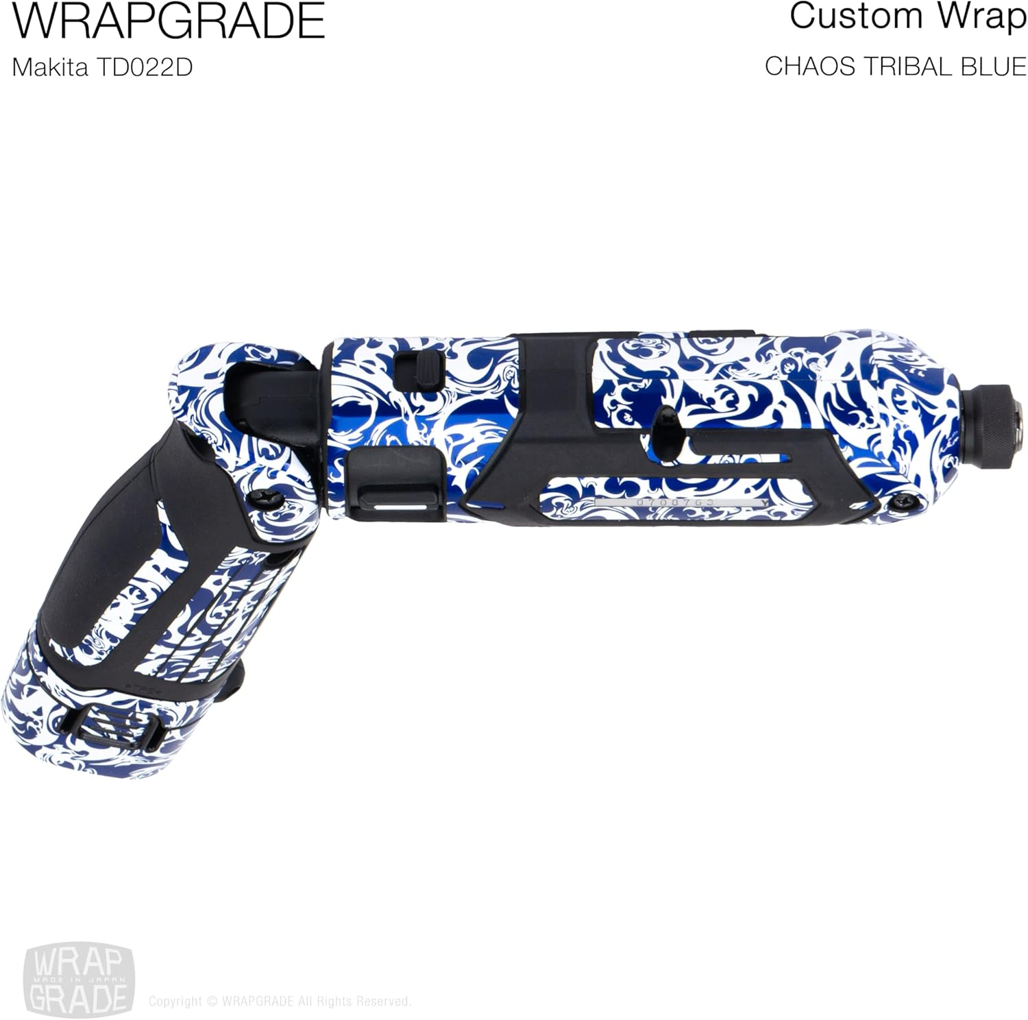 WRAPGRADE Custom Wrap Decal Stickers Compatible with Makita TD022D Impact Driver (Chaos Tribal Blue) - Chaos Tribal Blue image number 6