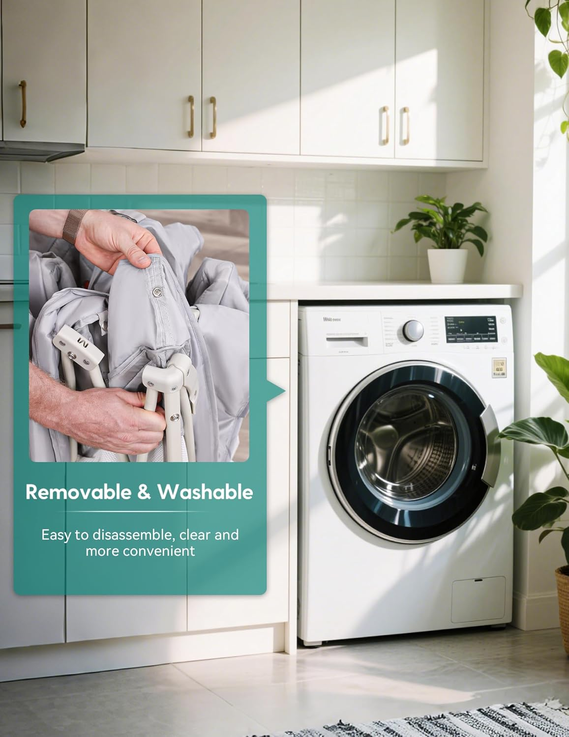 BABELIO Foldable Baby Playpen with Mat, 127 &times; 127 CM Portable Playard for Babies and Toddlers, Parents' Picks Awards Winner, Indoor & Outdoor Kids Safety Play Pen Area, Travel Fence, Grey image number 5