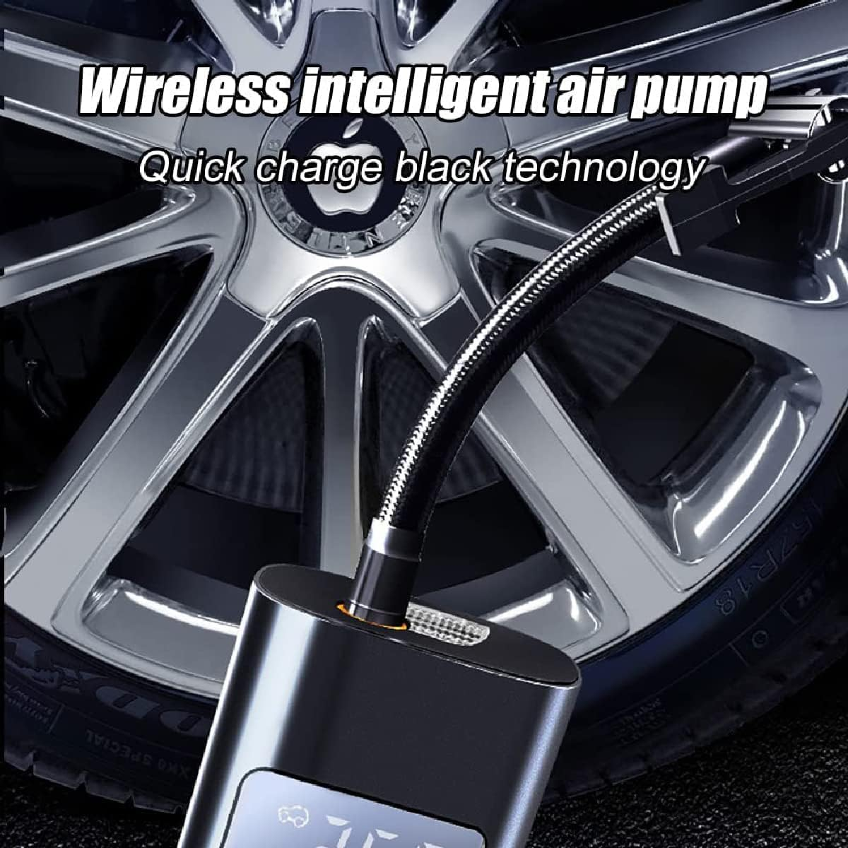 Electric Bike Pump Portable Air Compressor Tyre Inflator USB Recharge 6000Mah Tyre Air Pump with Digital LCD Screen for Cars, Motorcycle, Bicycles, Balls (Grey-Czcq-101) - Grey-Czcq-101 image number 2